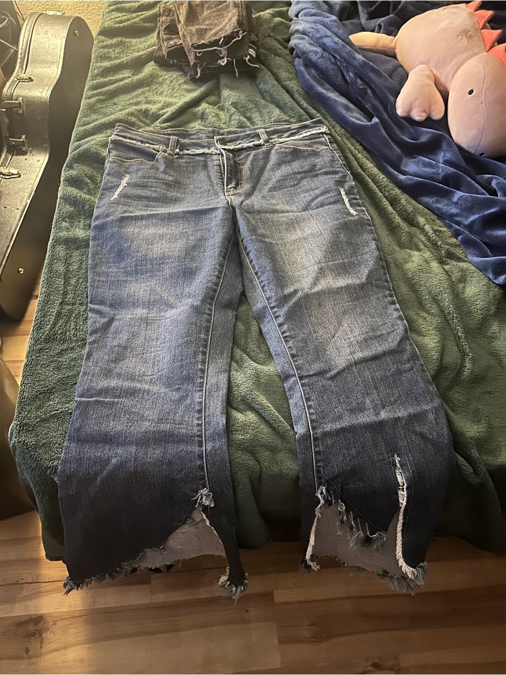 Multiples Women's Distressed Wide-Leg Jeans in Blue